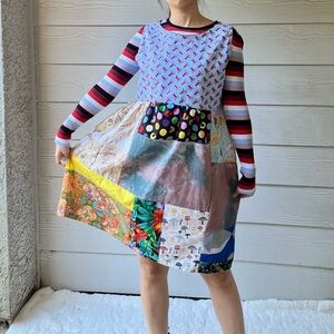 Handmade Crawfish&Squirrel Sleeveless Quilted Combo Dress SKU 10192